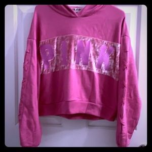 BNWT BEAUTIFUL MEDIUM PINK “ PINK” HOODIE CROP TOP